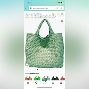 Leather green braided purse